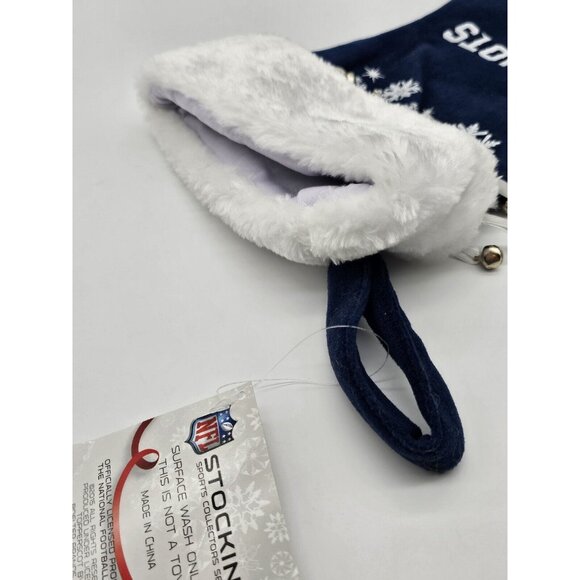 New England Patriots Christmas Holiday Snowflake Stocking Jingle Bells NFL 19" - Picture 4 of 8
